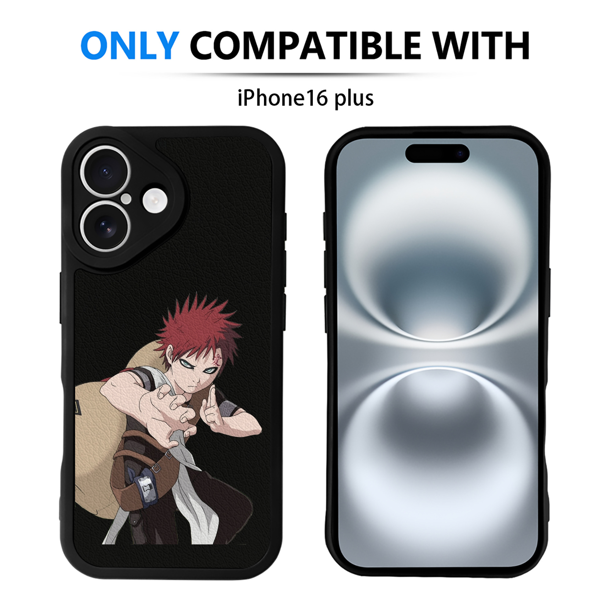（画像用） NARUTO -ナルト- ガアラ Gaara 【iPhone 16シリーズ対応】シリコンスマホケース（レザー調） 材質：シリコン